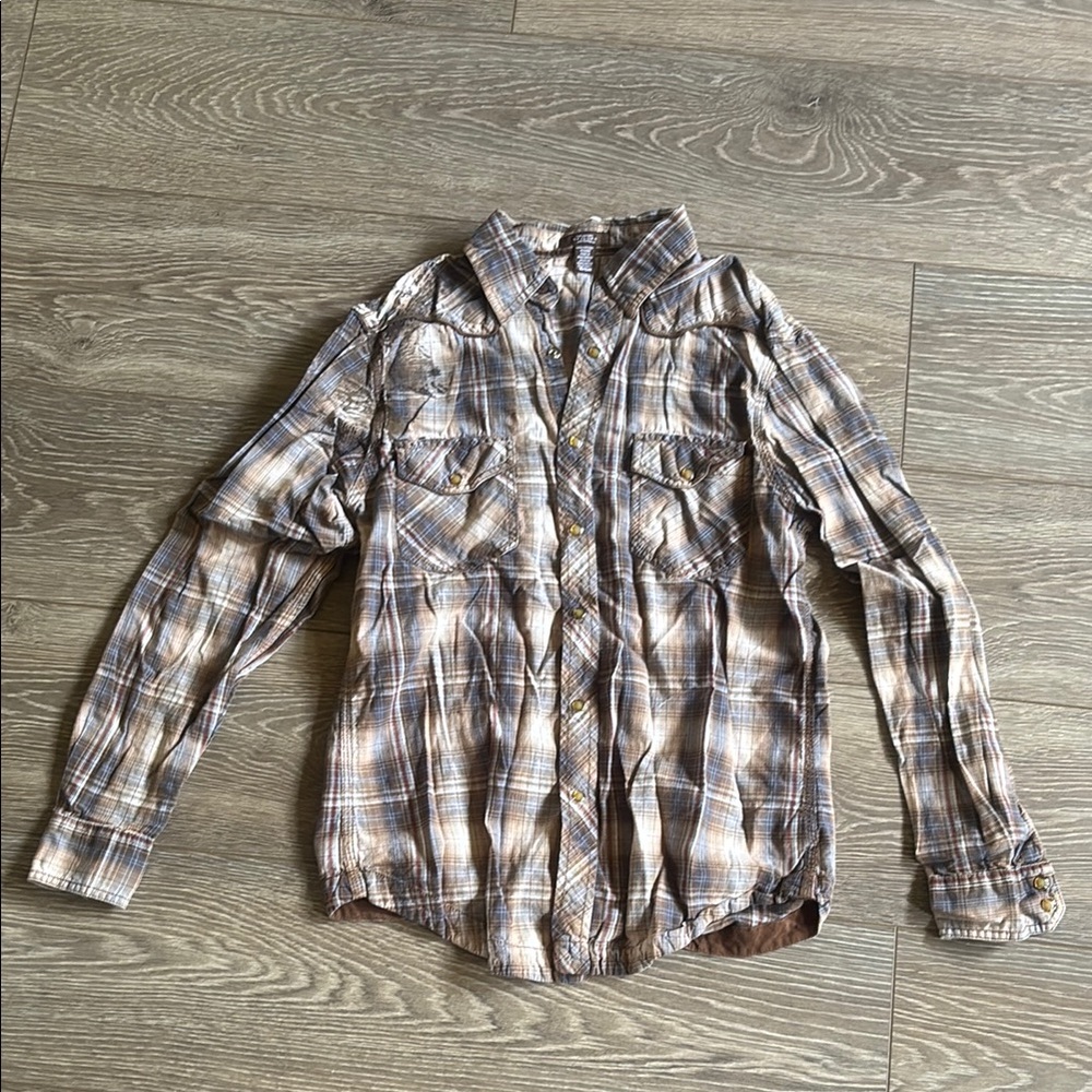 Arizona Jean Company Plaid Casual Button Down Shirt